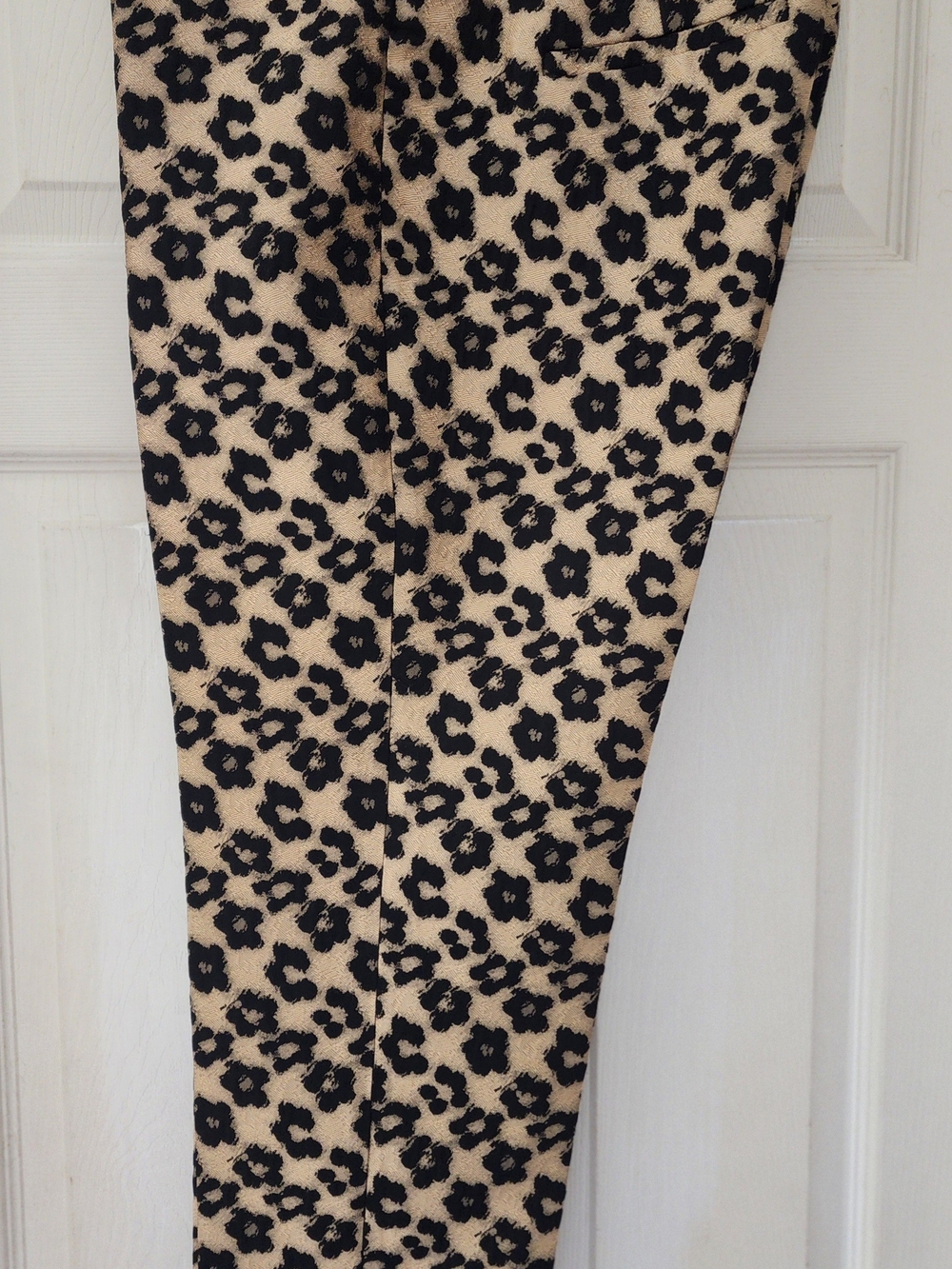 Ann Taylor Leopard-Print Skinny Pants in Black & Cream